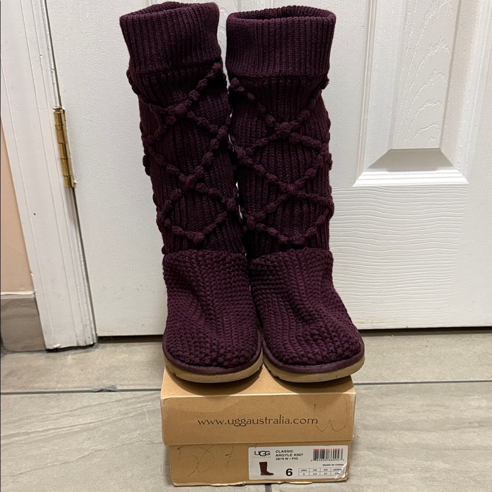UGG Classic Argyle Knit Deep Purple Boots